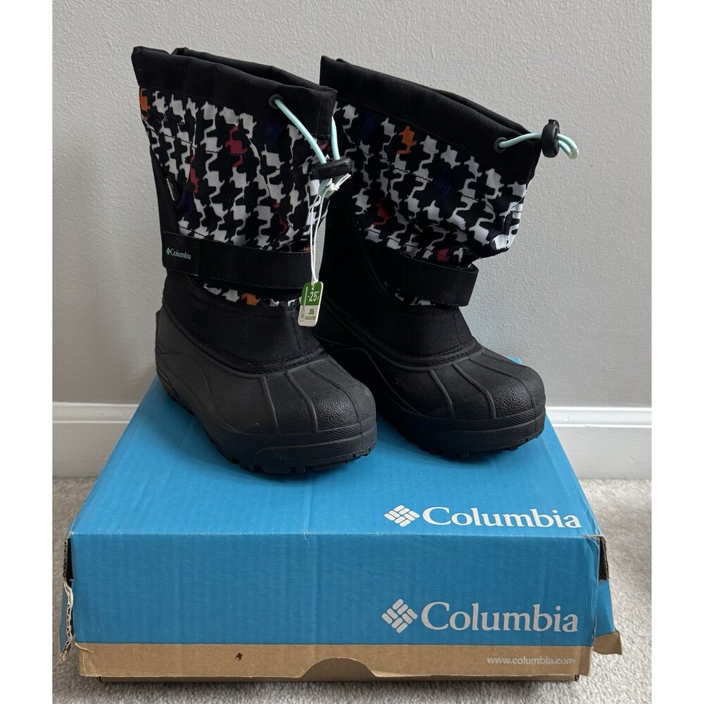 NWT's Columbia PowderBug Plus II Girls Youth 1 Snow/Winter Boots Black